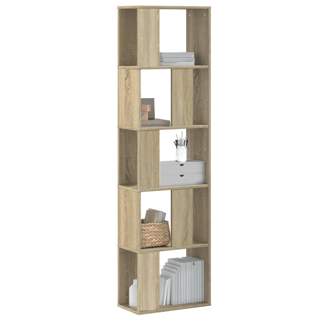 bogreol 45x23,5x162,5 cm 5 hylder konstrueret træ sonoma-eg billede