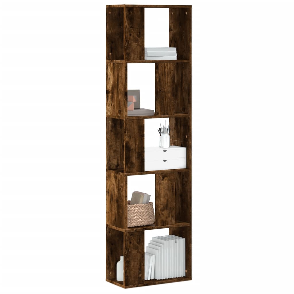 bogreol 45x23,5x162,5 cm 5 hylder konstrueret træ røget eg billede