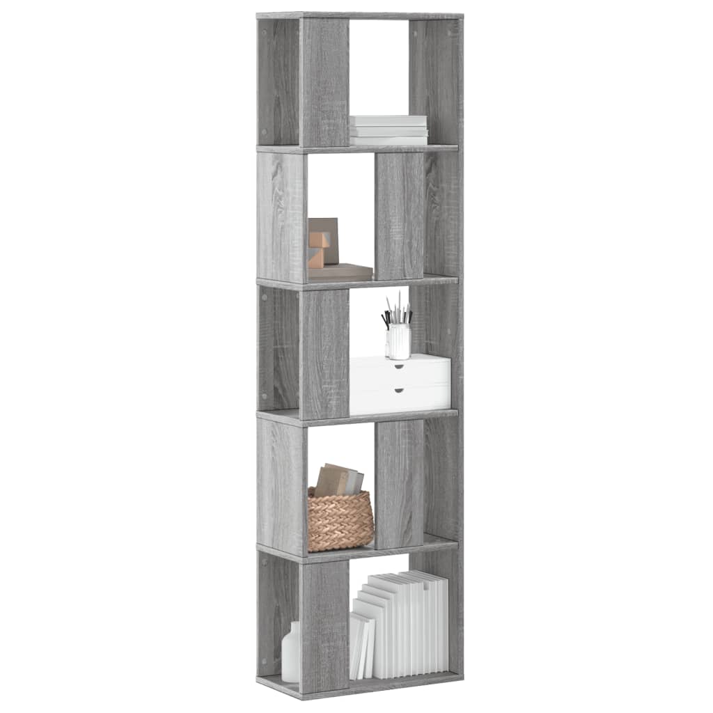 bogreol 45x23,5x162,5 cm 5 hylder konstrueret træ grå sonoma billede