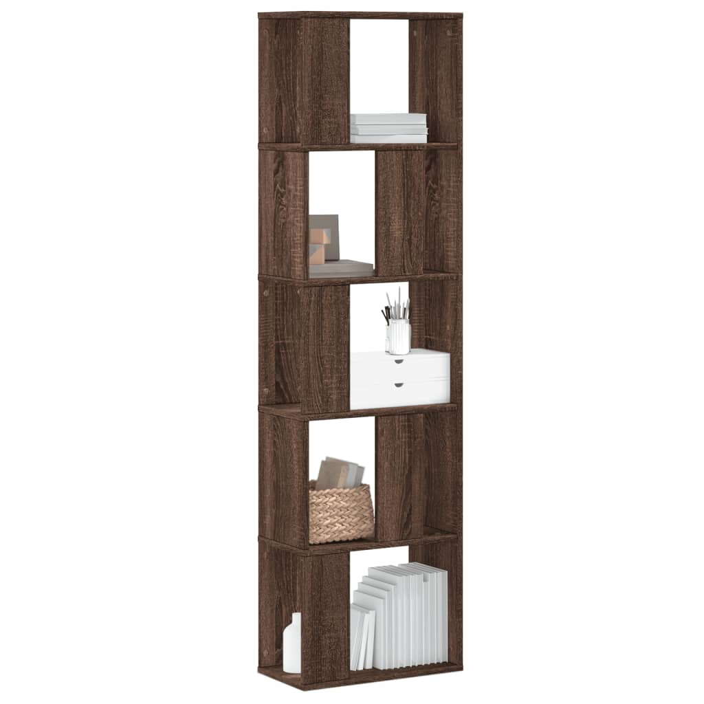 bogreol 45x23,5x162,5 cm 5 hylder konstrueret træ brunt eg billede