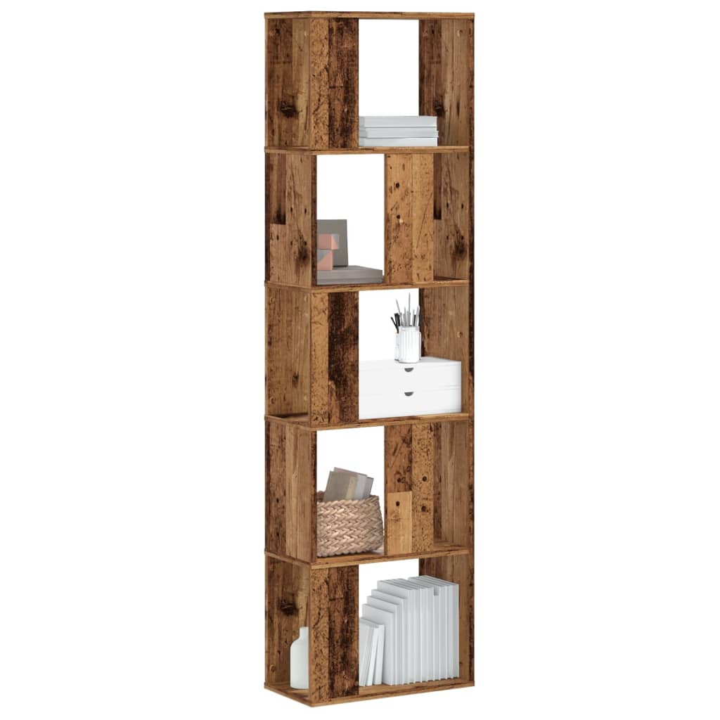 bogreol 45x23,5x162,5 cm 5 hylder konstrueret træ gammelt træ billede