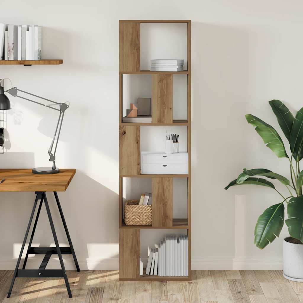 bogreol 45x23,5x162,5 cm 5 hylder konstrueret træ eg billede
