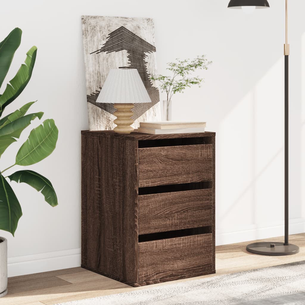 kommode til hjørne 40x41x58cm konstrueret træ brun egetræsfarve