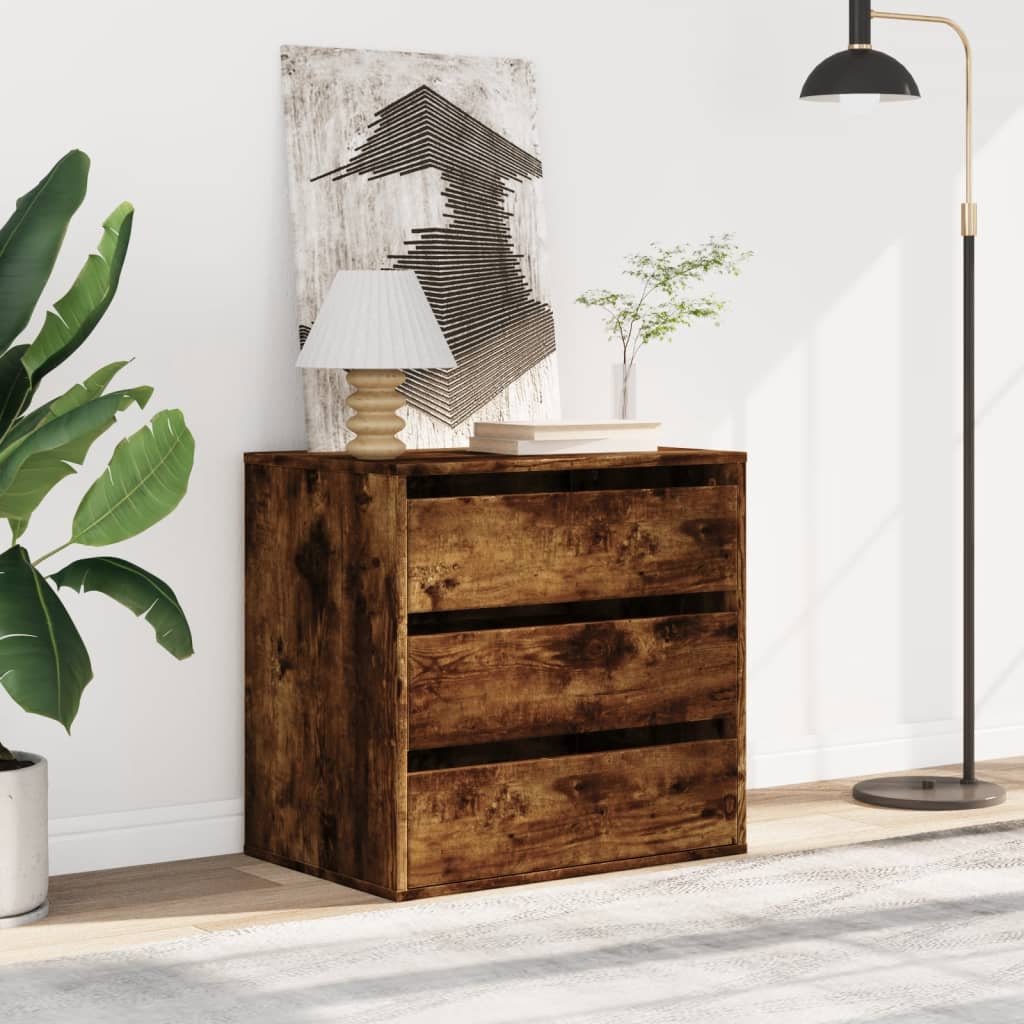 kommode til hjørne 60x41x58 cm konstrueret træ røget egetræ