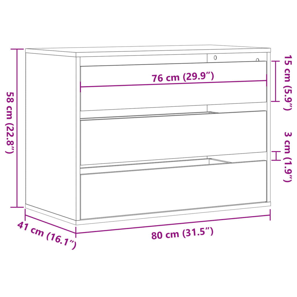 kommode til hjørne 80x41x58 cm konstrueret træ antikt træ