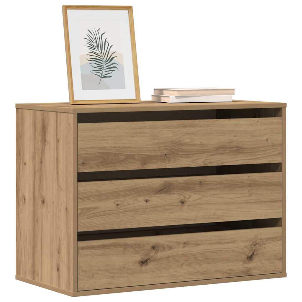 kommode til hjørne 80x41x58 cm konstrueret træ egetræsfarve