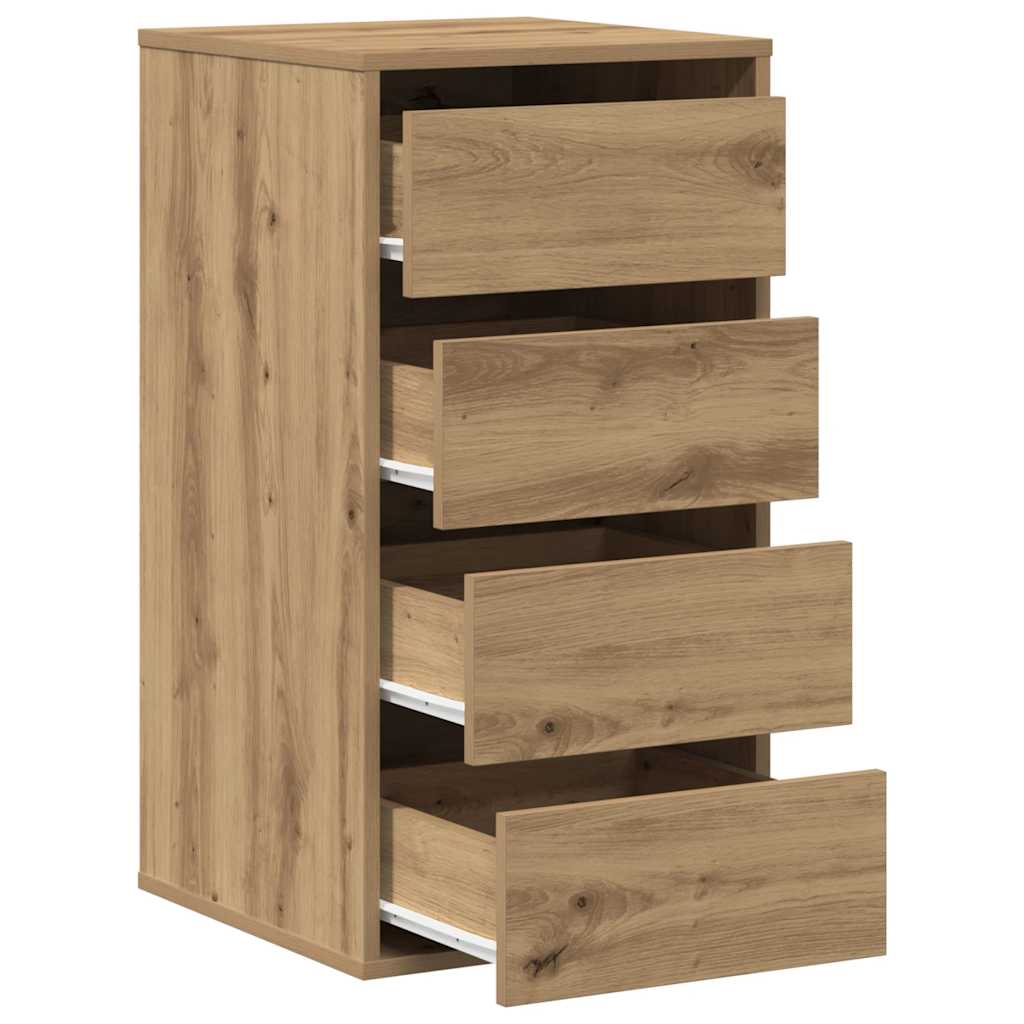 kommode til hjørne 40x41x76 cm konstrueret træ egetræsfarve