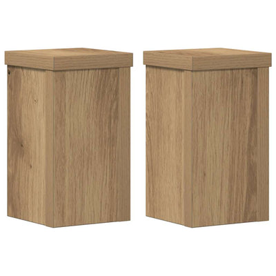 plantestativer 2 stk. 10x10x18 cm konstrueret træ egetræsfarvet