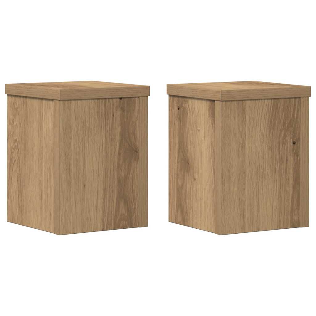 plantestativer 2 stk. 15x15x20 cm konstrueret træ egetræsfarvet