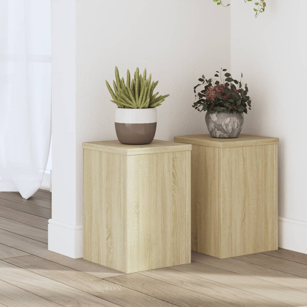 plantestativer 2 stk. 20x20x30 cm konstrueret træ sonoma-eg billede