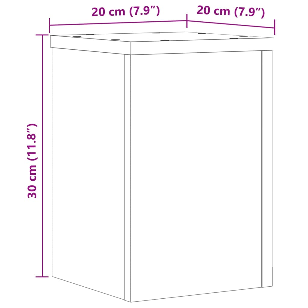 plantestativer 2 stk. 20x20x30 cm konstrueret træ røget eg