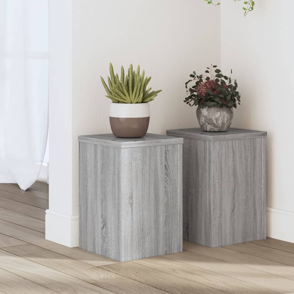 Plantestativer - 2 stk. 20×20×30 cm i konstrueret træ, grå sonoma-eg