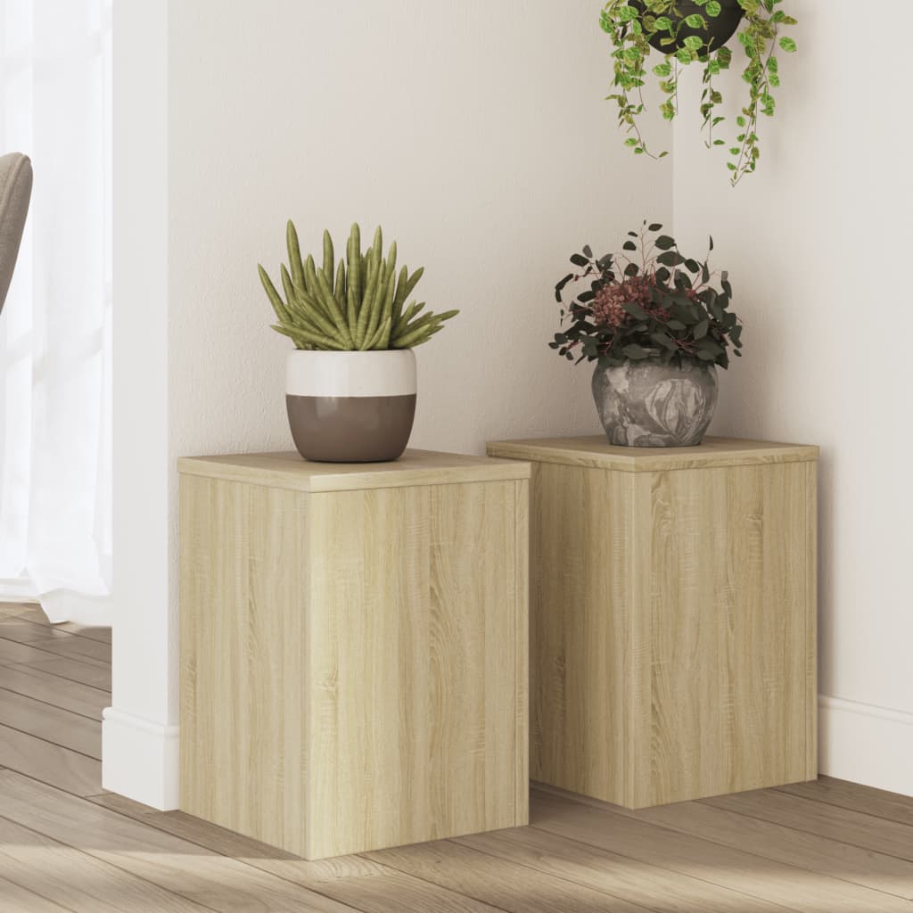Plantestativer - 2 stk. 25×25×35 cm i konstrueret træ, sonoma-eg