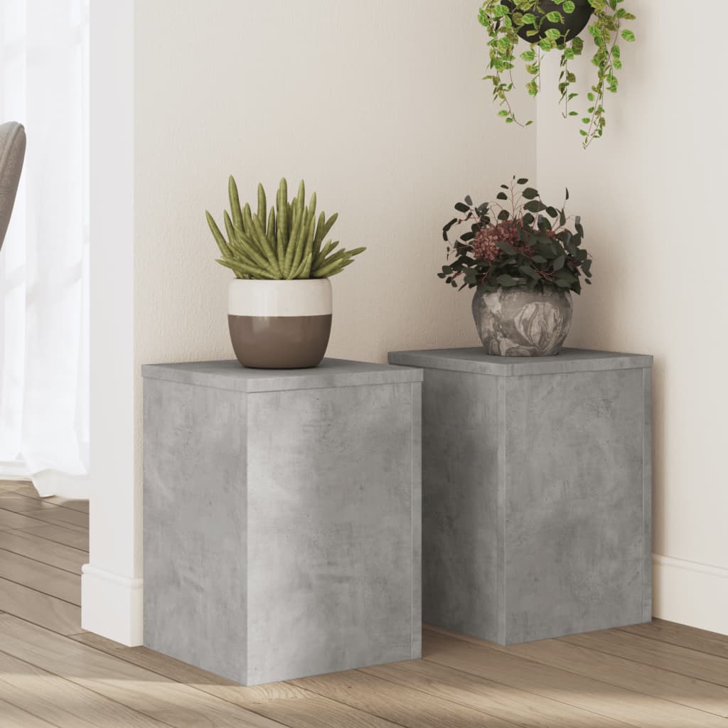 plantestativer 2 stk. 25x25x35 cm konstrueret træ betongrå billede