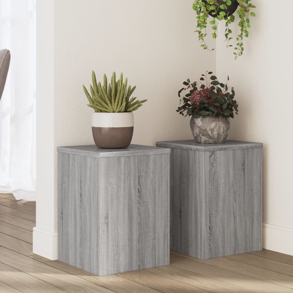 plantestativer 2 stk. 25x25x35 cm konstrueret træ grå sonoma-eg billede
