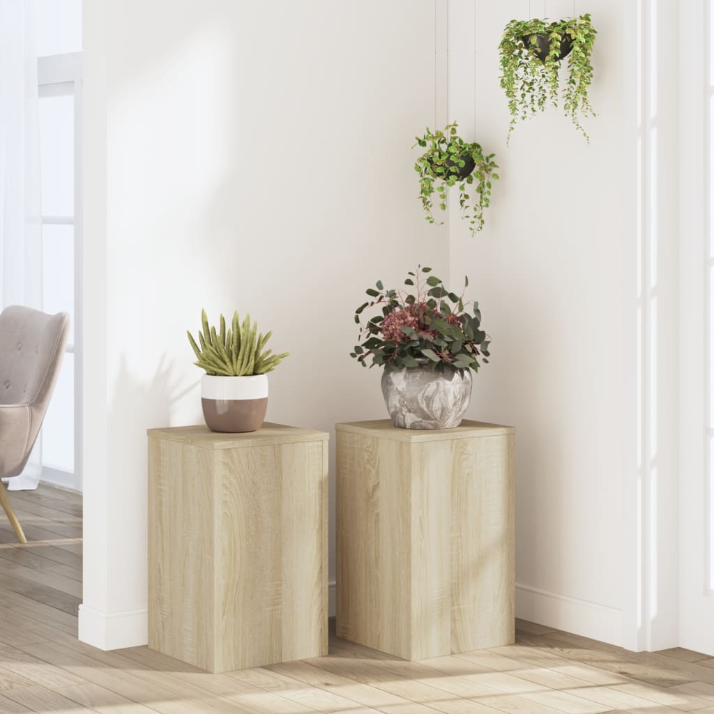plantestativer 2 stk. 30x30x50 cm konstrueret træ sonoma-eg billede
