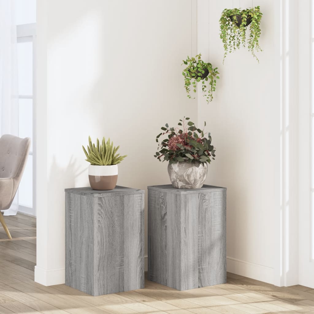plantestativer 2 stk. 30x30x50 cm konstrueret træ grå sonoma-eg billede