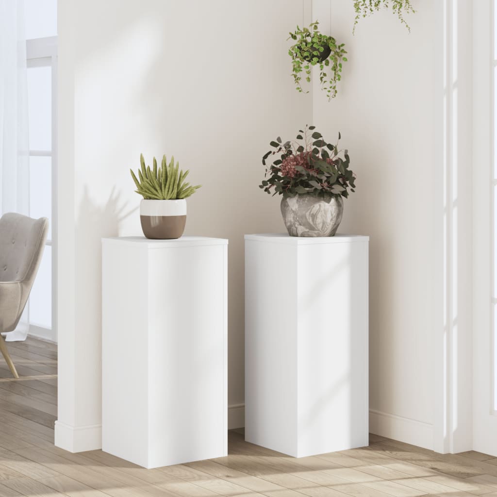 Plantestativer - sæt af 2, 30×30×70 cm, konstrueret træ, hvid
