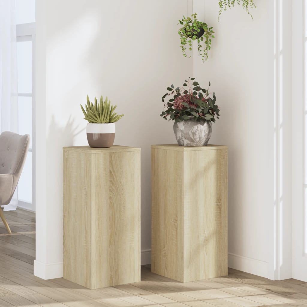 Plantestativer - 2 stk. 30×30×70 cm i konstrueret træ, sonoma-eg
