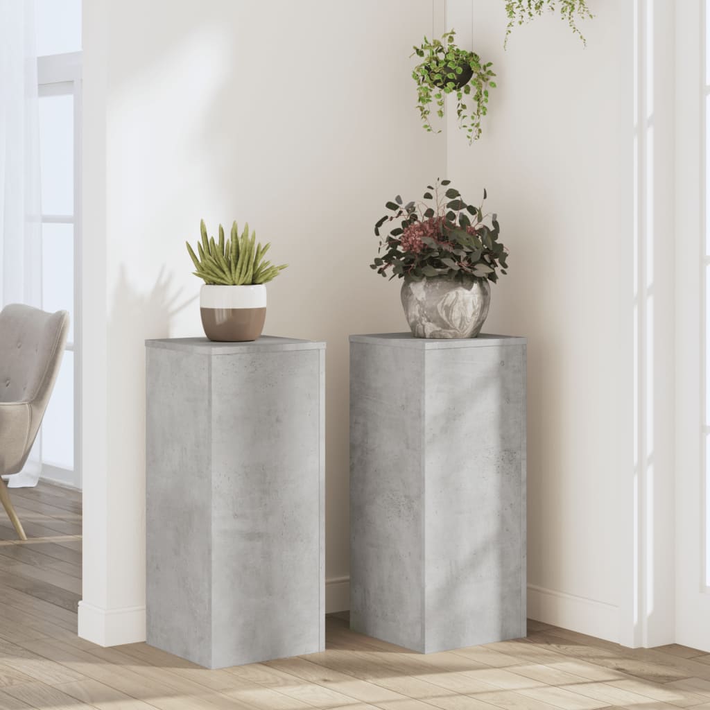plantestativer 2 stk. 30x30x70 cm konstrueret træ betongrå billede