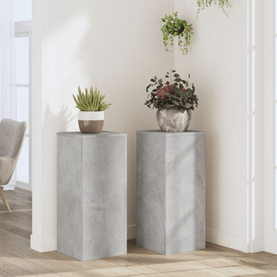 plantestativer 2 stk. 30x30x70 cm konstrueret træ betongrå