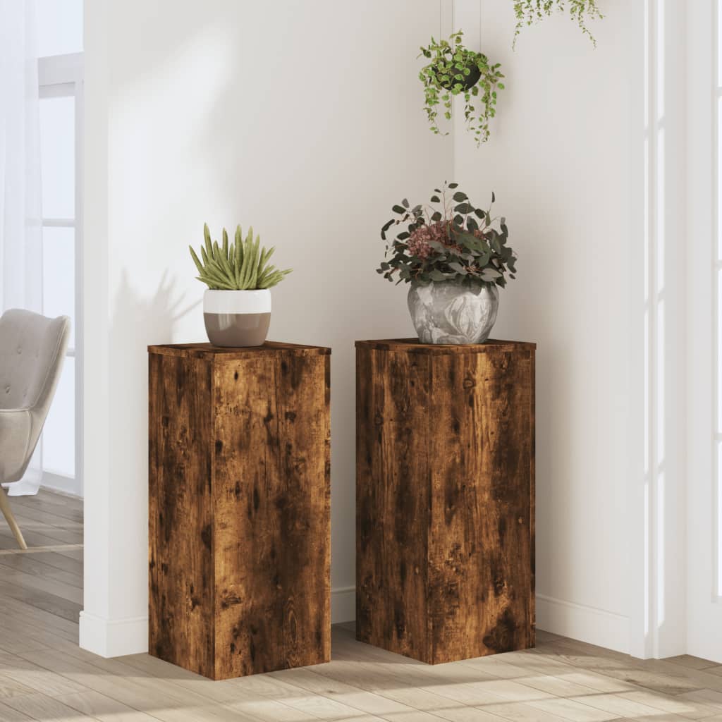 Plantestativer - 2 stk. 30×30×70 cm i konstrueret træ, røget eg