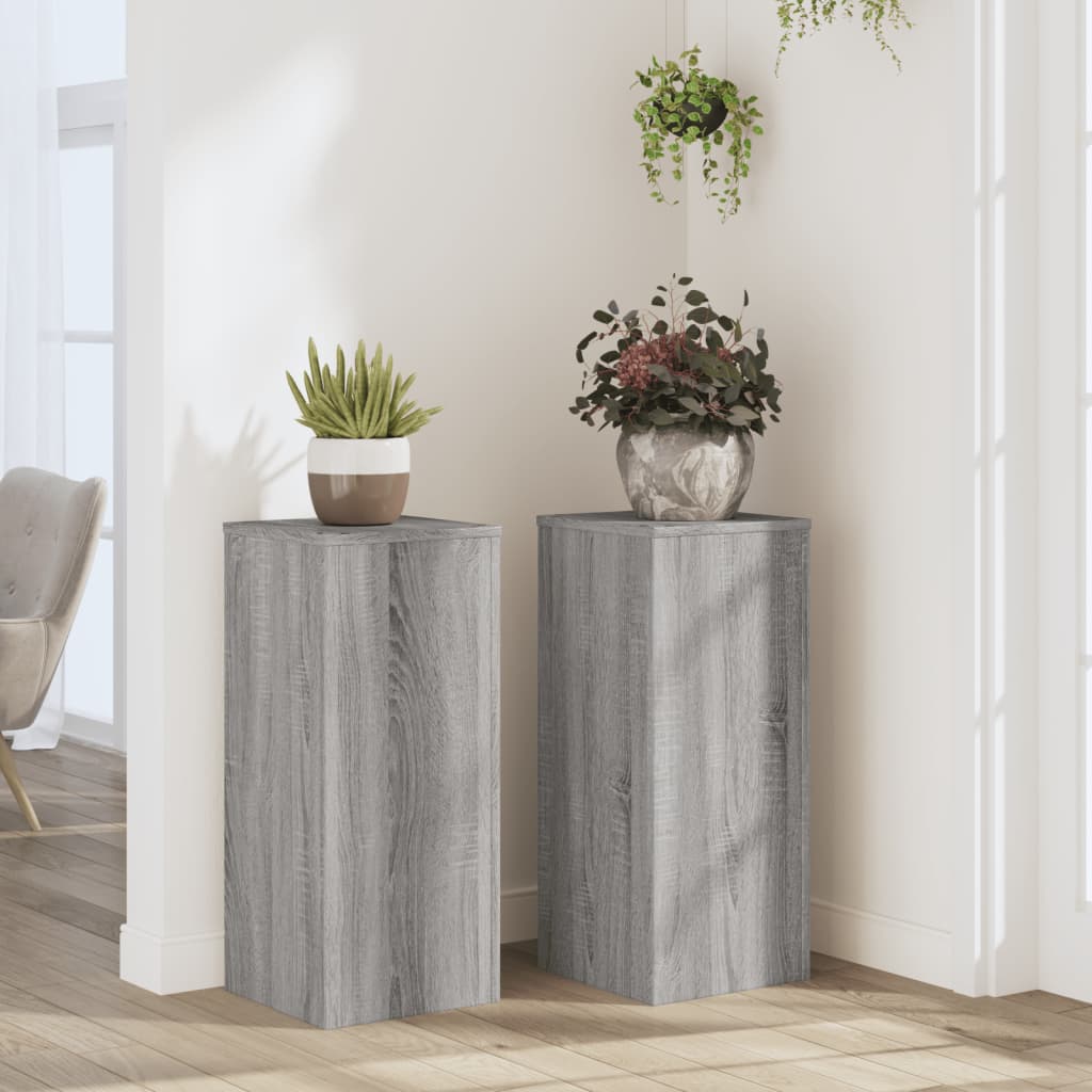 plantestativer 2 stk. 30x30x70 cm konstrueret træ grå sonoma-eg billede
