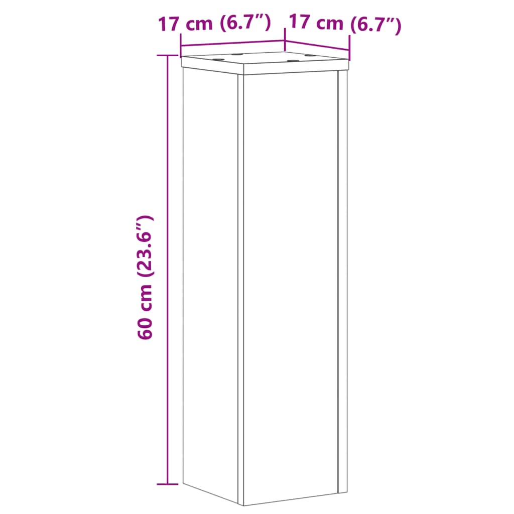 plantestativer 2 stk. 17x17x60 cm konstrueret træ røget eg