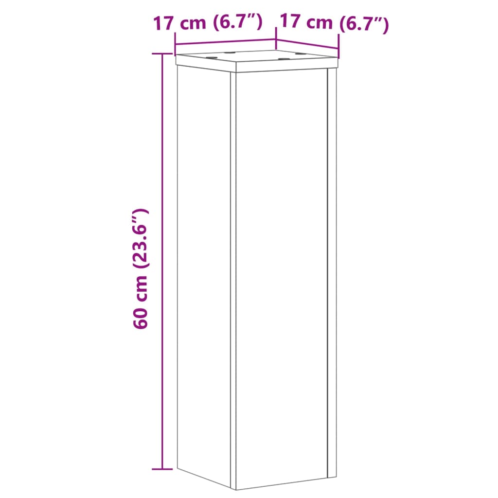 plantestativer 2 stk. 17x17x60 cm konstrueret træ antikt træ