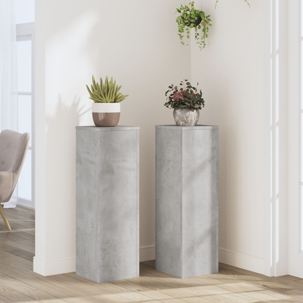 plantestativer 2 stk. 25x25x80 cm konstrueret træ betongrå billede