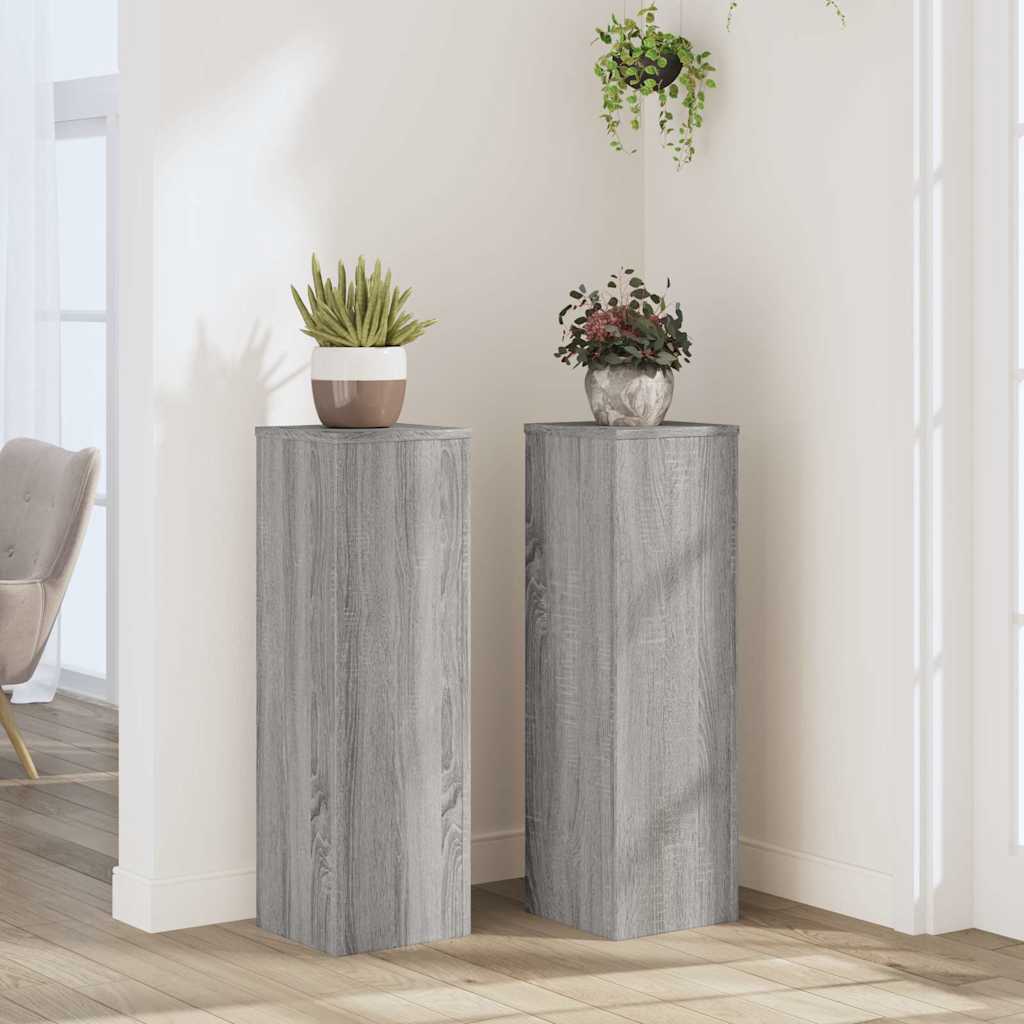 plantestativer 2 stk. 25x25x80 cm konstrueret træ grå sonoma-eg billede