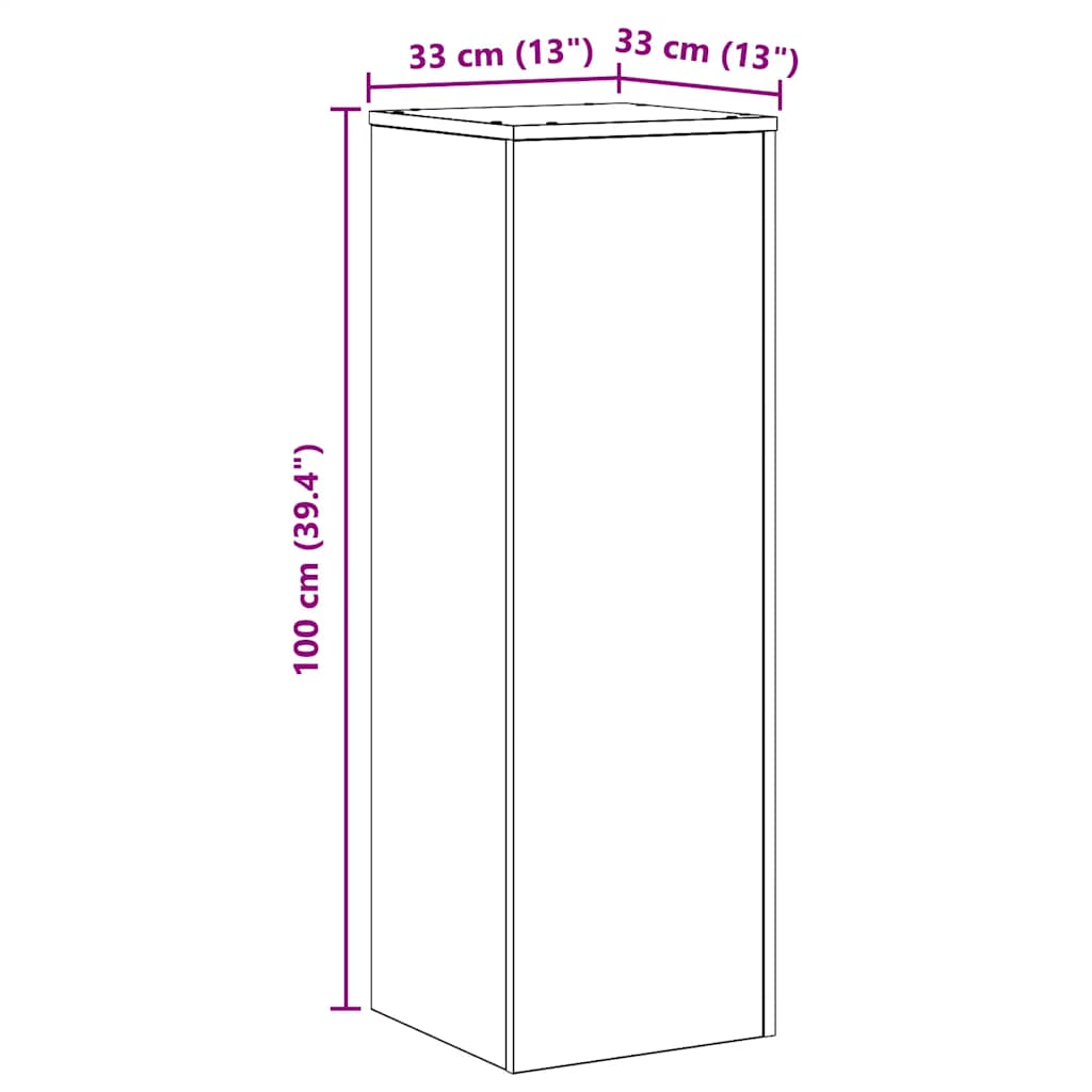 plantestativ 33x33x100 cm konstrueret træ hvid
