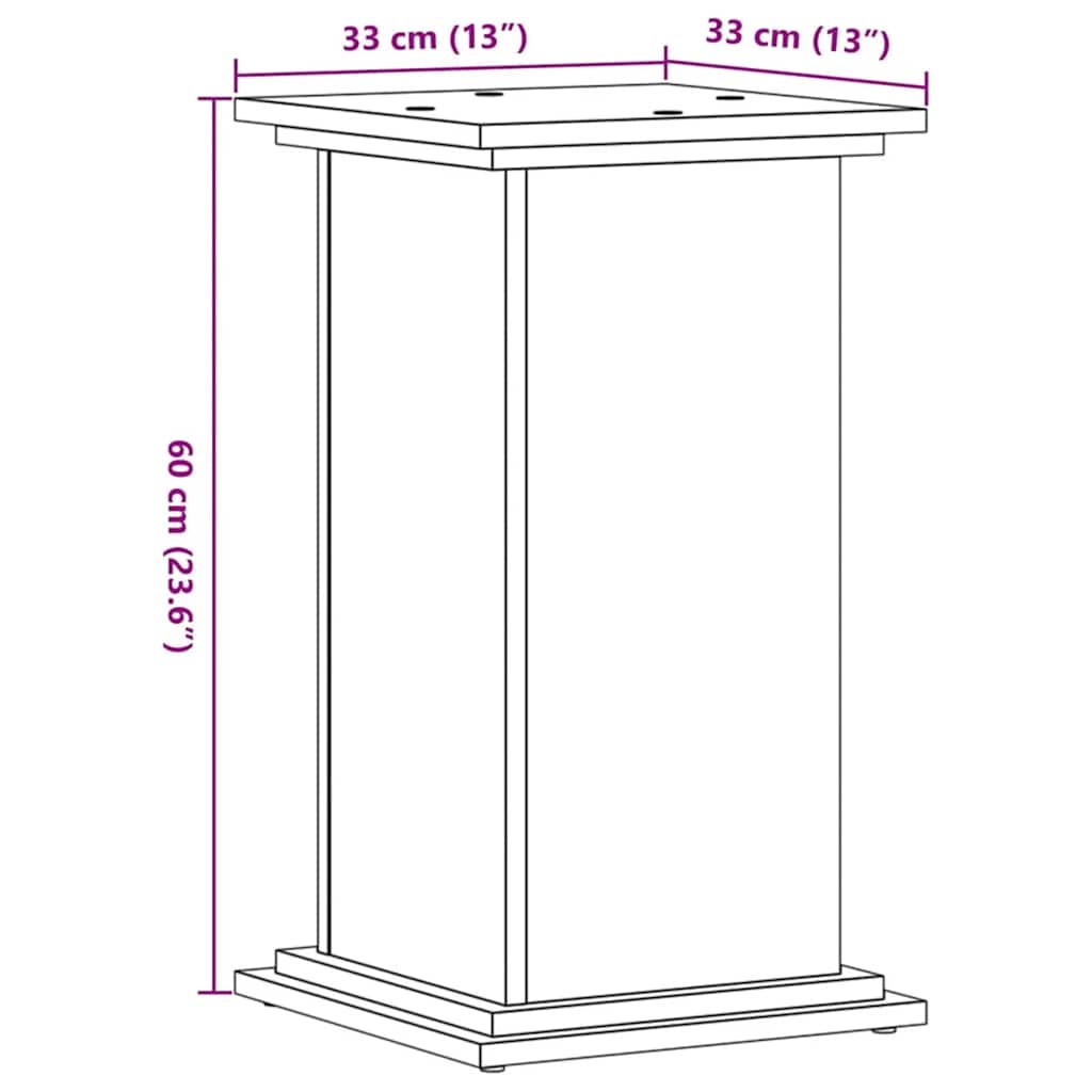 plantestativ 33x33x60 cm konstrueret træ gammelt egetræslook