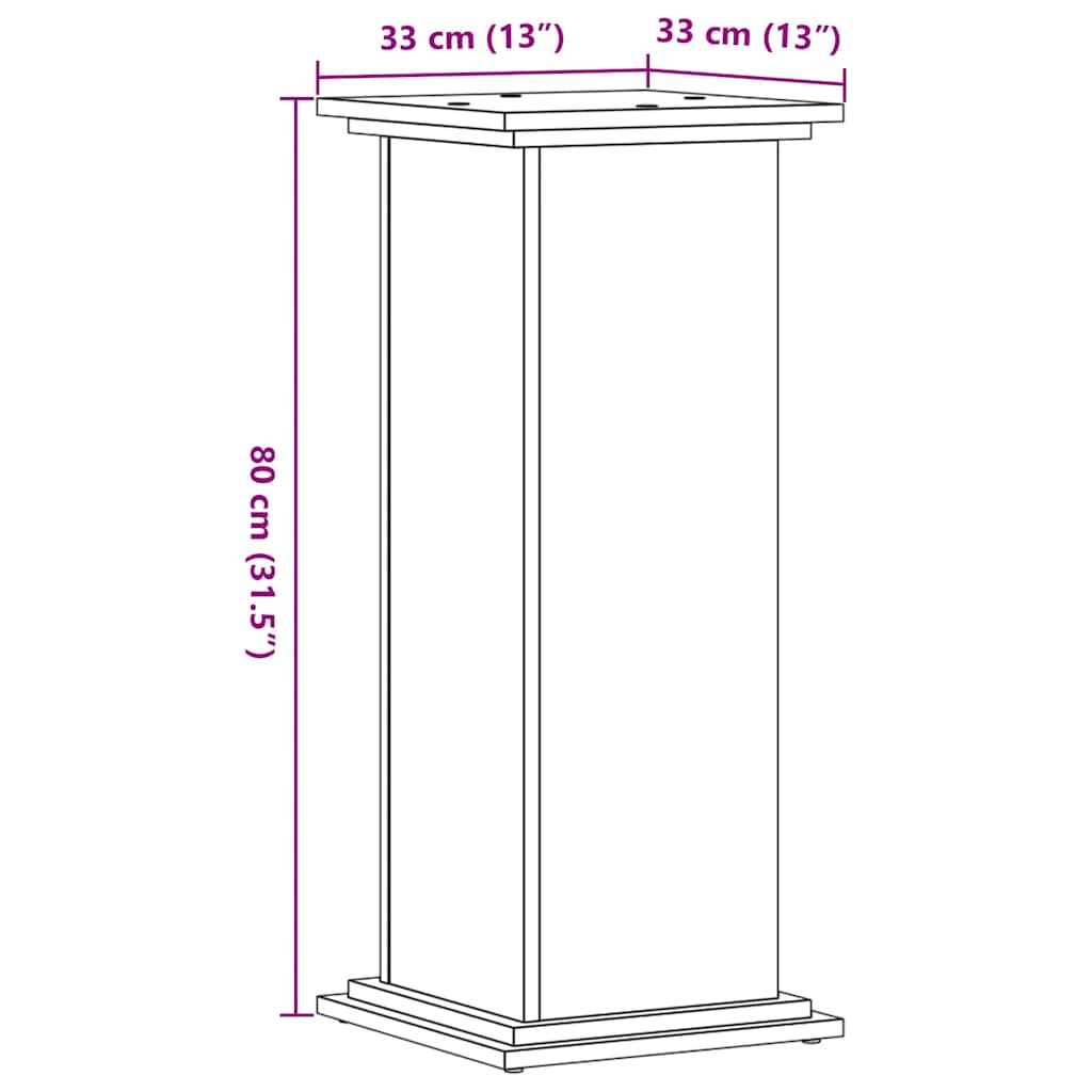 plantestativ 33x33x80 cm konstrueret træ grå sonoma-eg