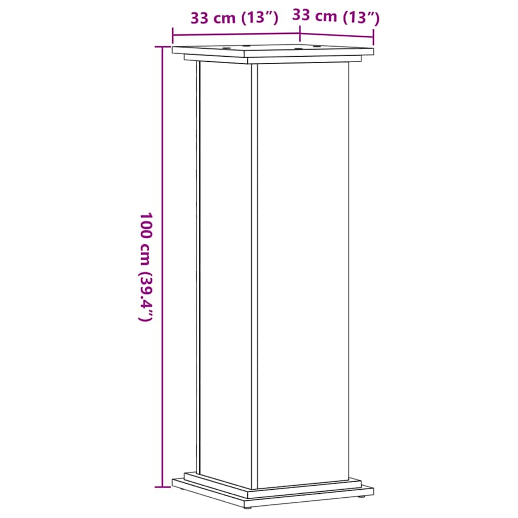 plantestativ 33x33x100 cm konstrueret træ gammelt egetræslook