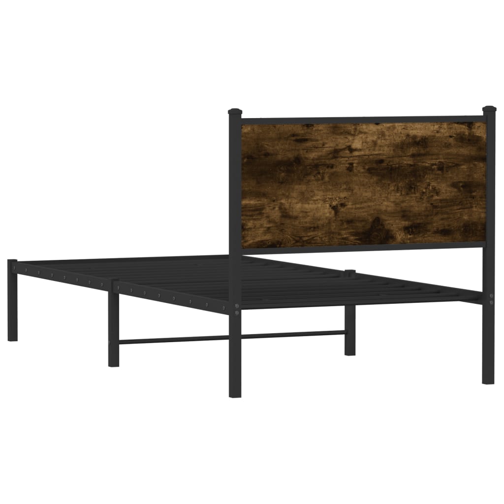 sengeramme uden madras 75x190 cm metal røget egetræsfarve