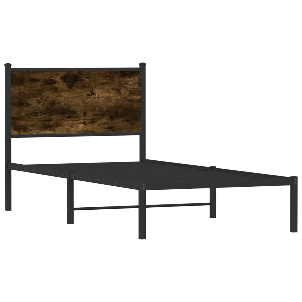 sengeramme uden madras 80x200 cm metal røget egetræsfarve