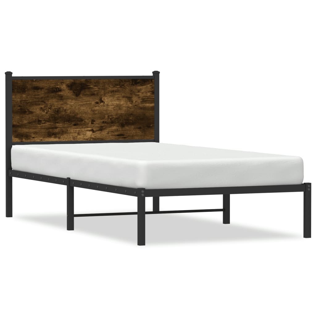 sengeramme uden madras 100x190 cm metal røget egetræsfarve