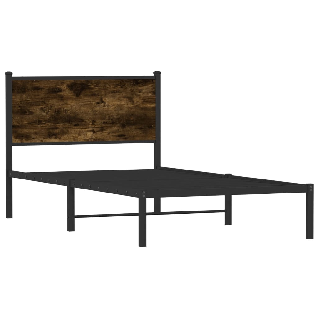 sengeramme uden madras 107x203 cm metal røget egetræsfarve