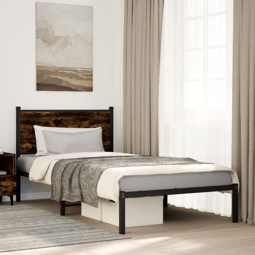 sengeramme uden madras 107x203 cm metal røget egetræsfarve