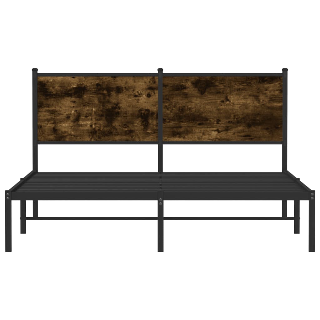 sengeramme uden madras 137x190 cm metal røget egetræsfarve