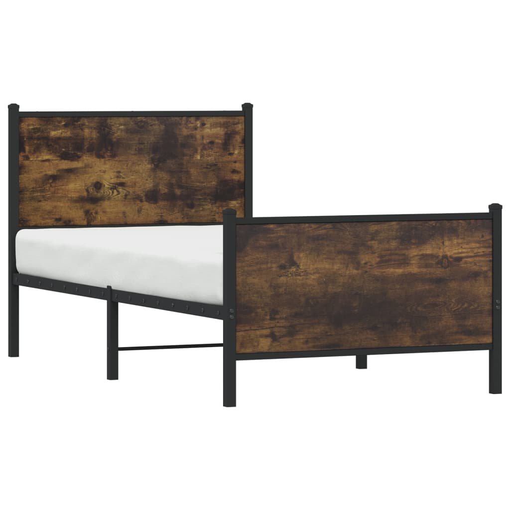sengeramme uden madras 75x190 cm metal røget egetræsfarve