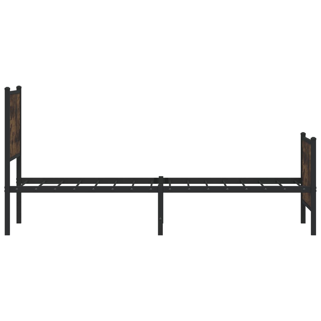 sengeramme uden madras 75x190 cm metal røget egetræsfarve
