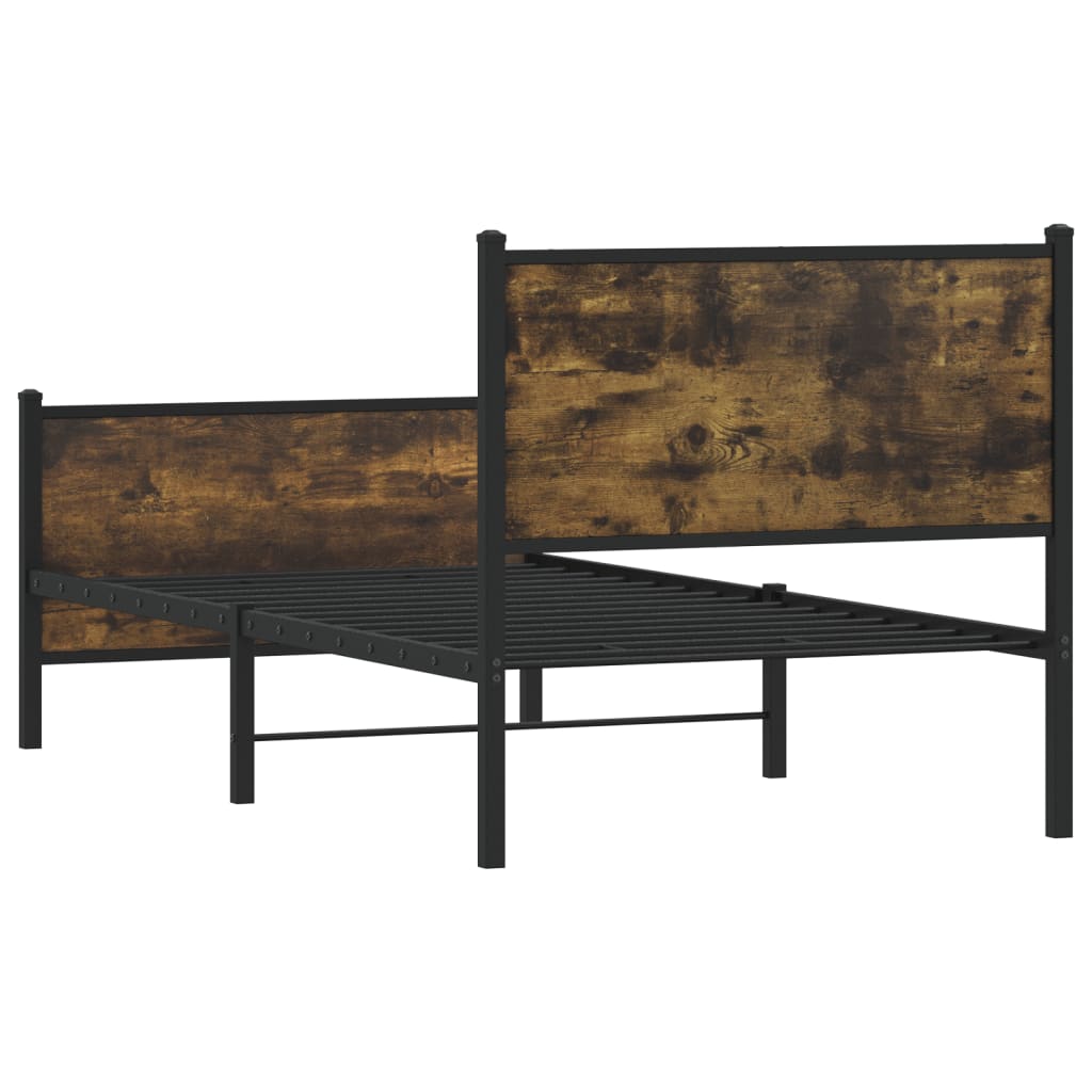 sengeramme uden madras 75x190 cm metal røget egetræsfarve