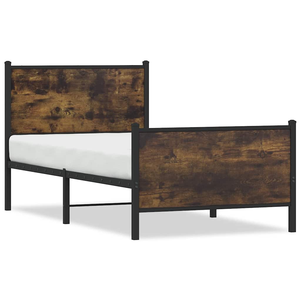 sengeramme uden madras 80x200 cm metal røget egetræsfarve