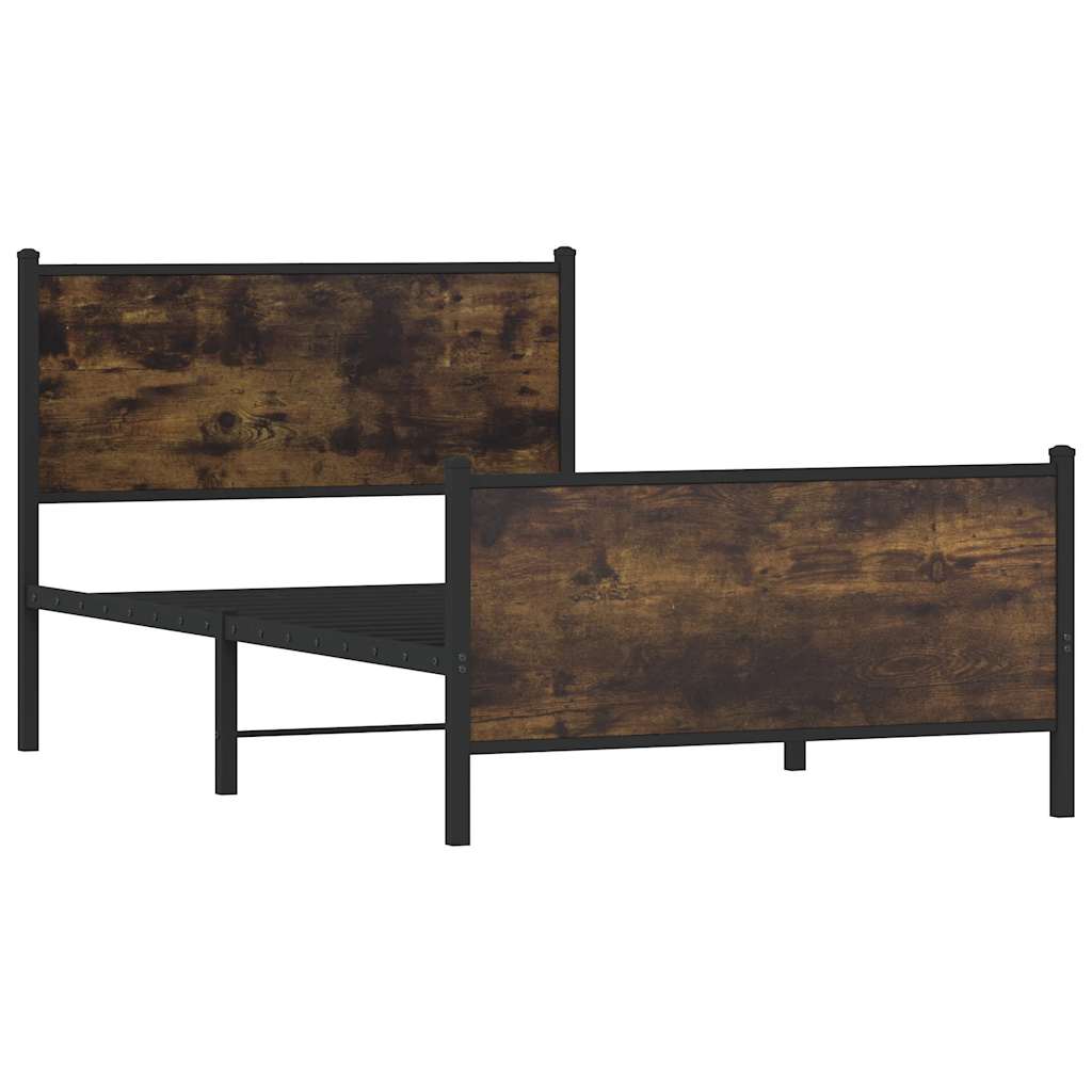 sengeramme uden madras 100x190 cm metal røget egetræsfarve