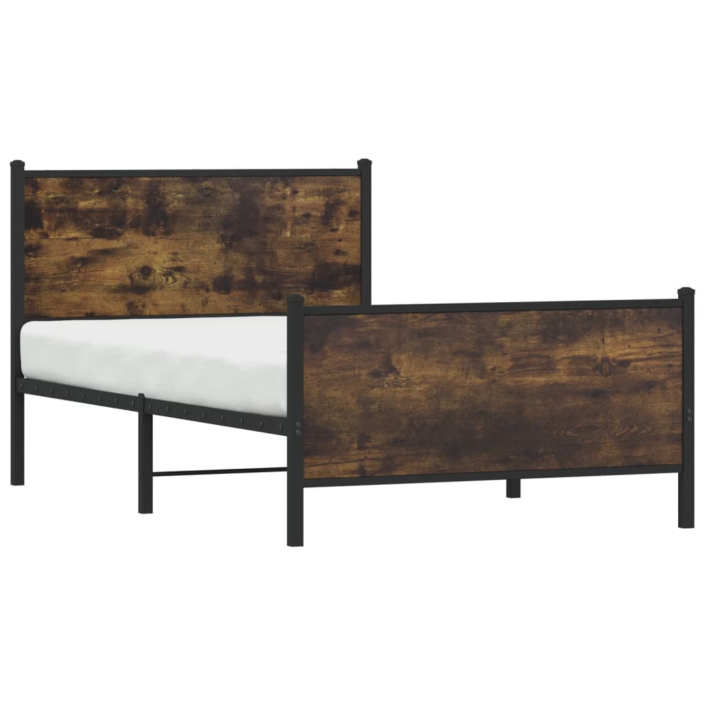 sengeramme uden madras 100x190 cm metal røget egetræsfarve