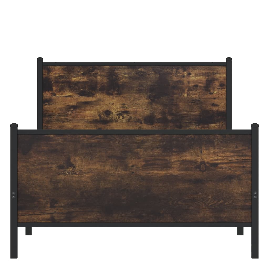 sengeramme uden madras 100x190 cm metal røget egetræsfarve