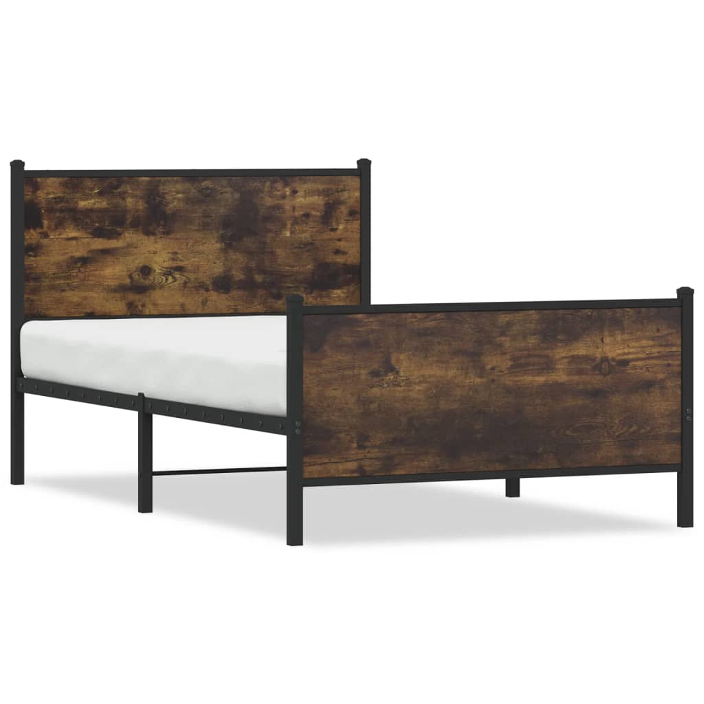 sengeramme uden madras 107x203 cm metal røget egetræsfarve