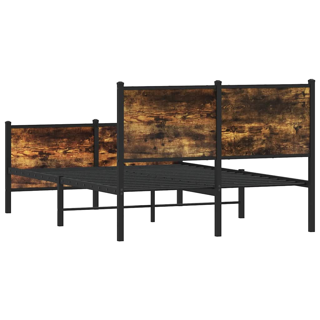 sengeramme uden madras 120x190 cm metal røget egetræsfarve